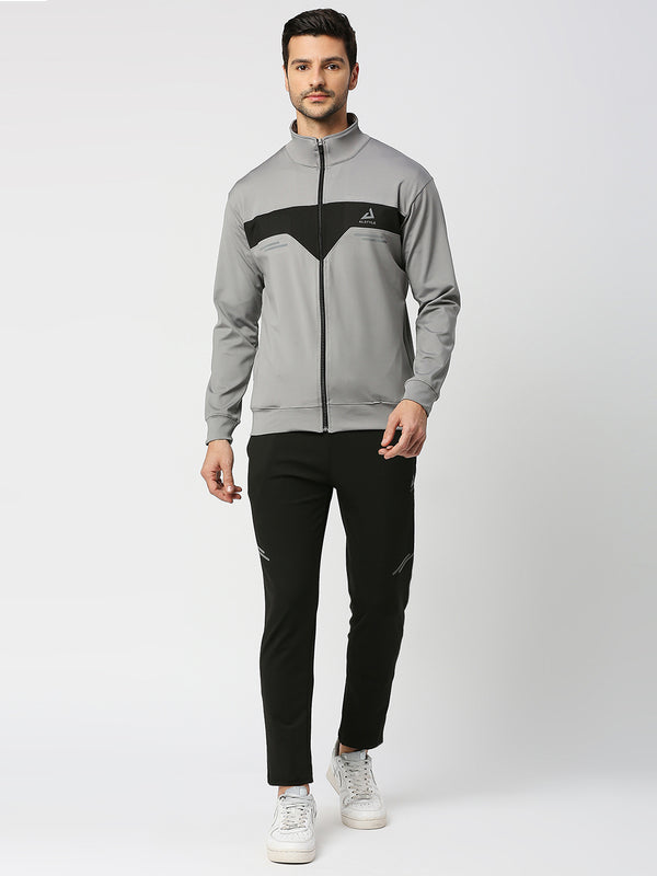 Black and Grey Contrasted Zipper Gymwear Set