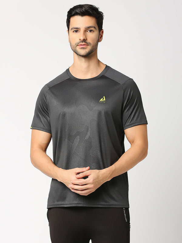Black Printed Dri-Fit T-Shirt for Men
