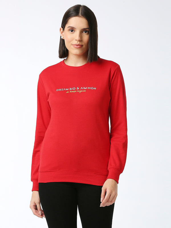 Crimson Coziness  Women's Red Sweatshirt