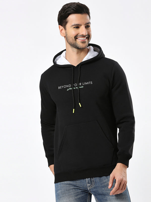Midnight Elegance Men's Black Hoodie-Sweatshirt