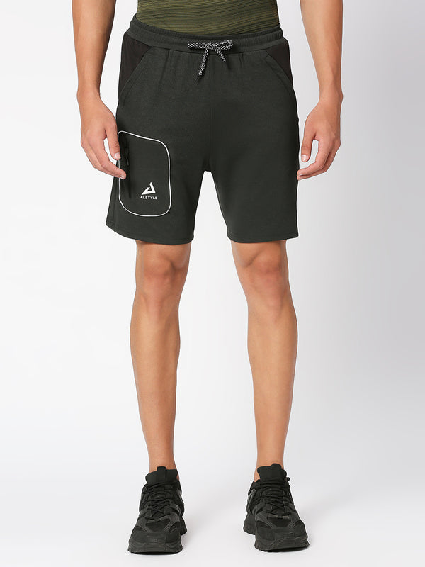 Alstyle Olive Colour Polyster Shorts for Mens