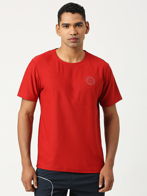 Alstyle Red Men's Colour Round Neck T-Shirt