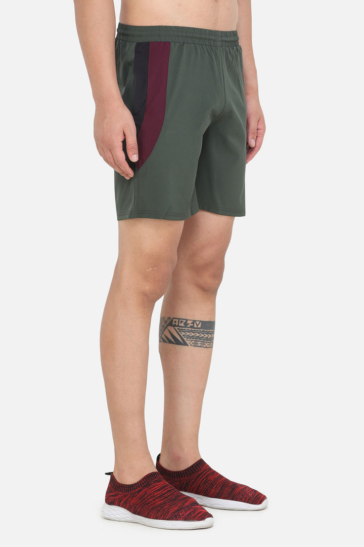Mens Regular Olive Outdoor Fit Shorts