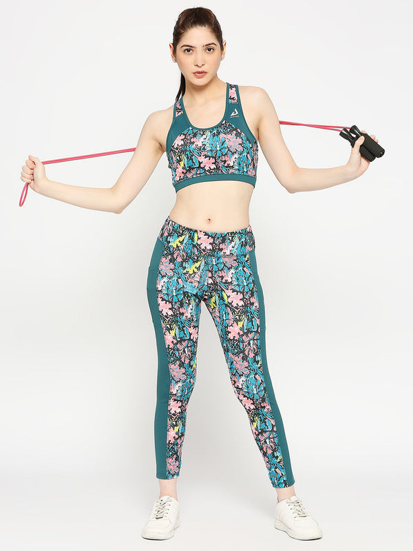 Women Abstract Sports Bra With Legging