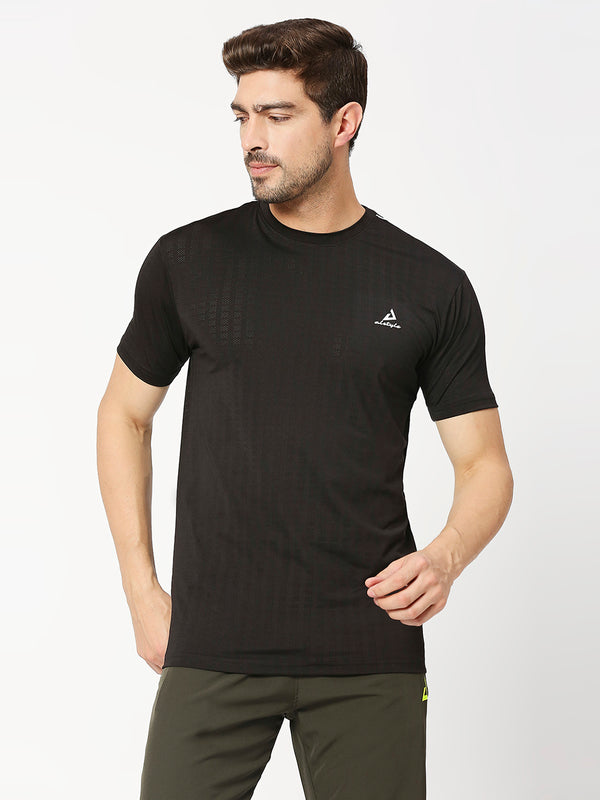 Basic Black Striped Plain Half-Sleeved T-Shirt