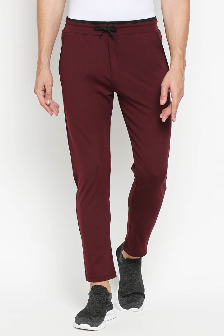 Men’s Solid Wine Straight Fit Track Pants