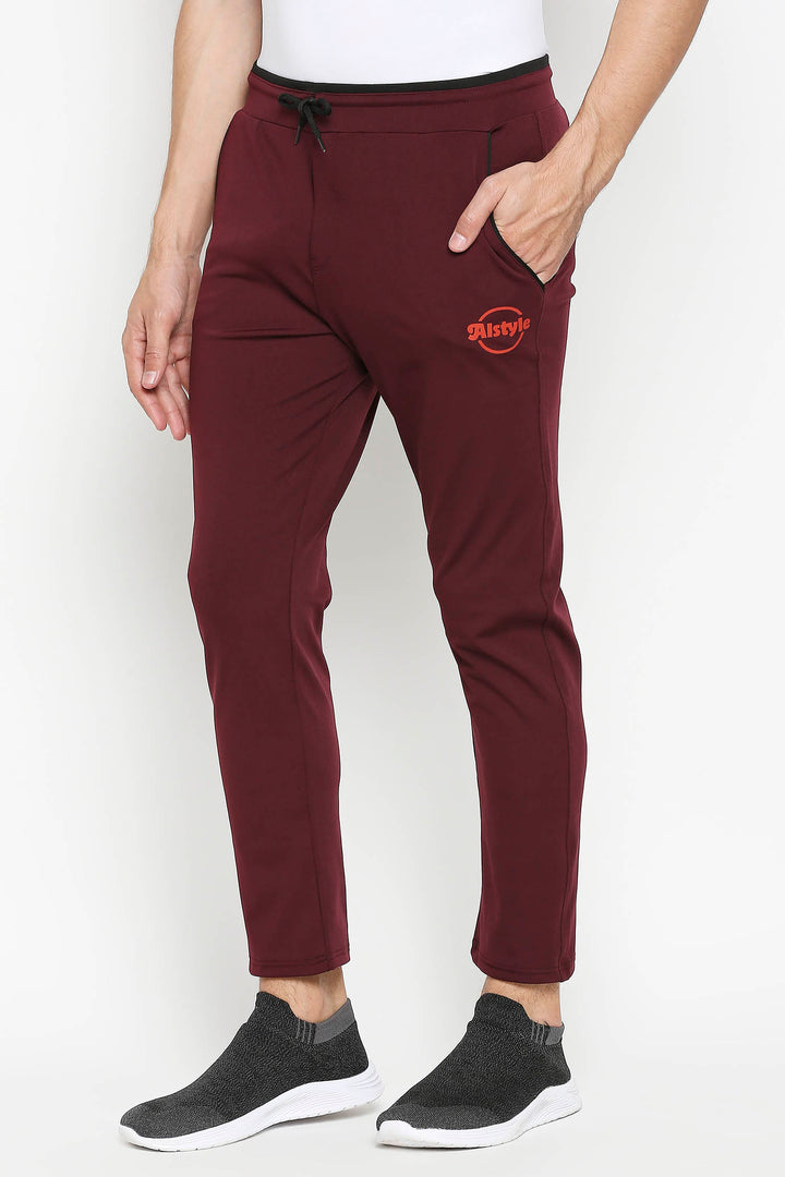 Men’s Solid Wine Straight Fit Track Pants