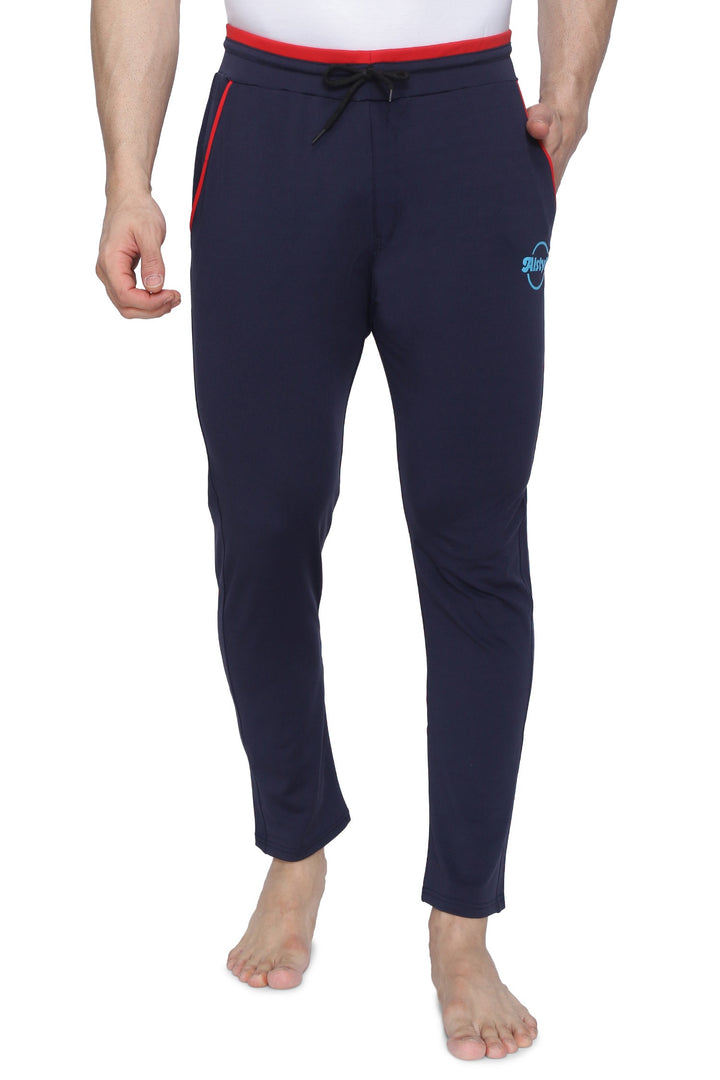 Men’s Navy Blue Solid Slim Fit Track Pants
