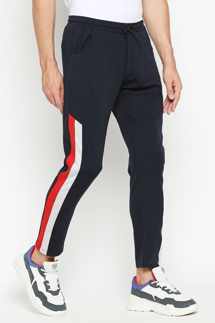 Men’s Navy Solid Slim Fit Track Pants