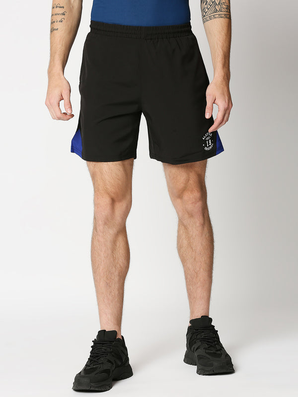 Men black pattern casual shorts