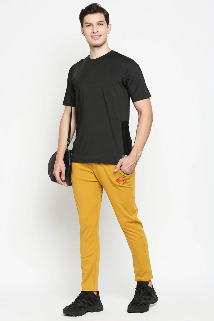 Mustard Solid Slim-Fit Track Pants