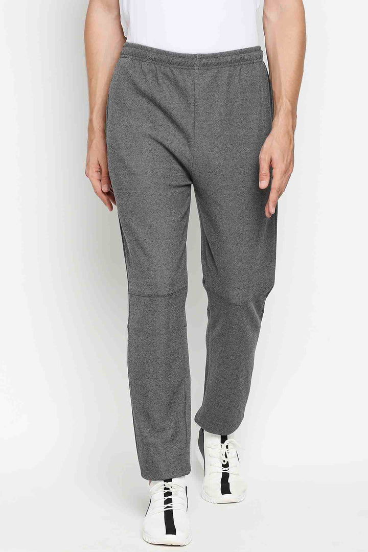 Grey Solid Slim-Fit Athleisure Track Pant