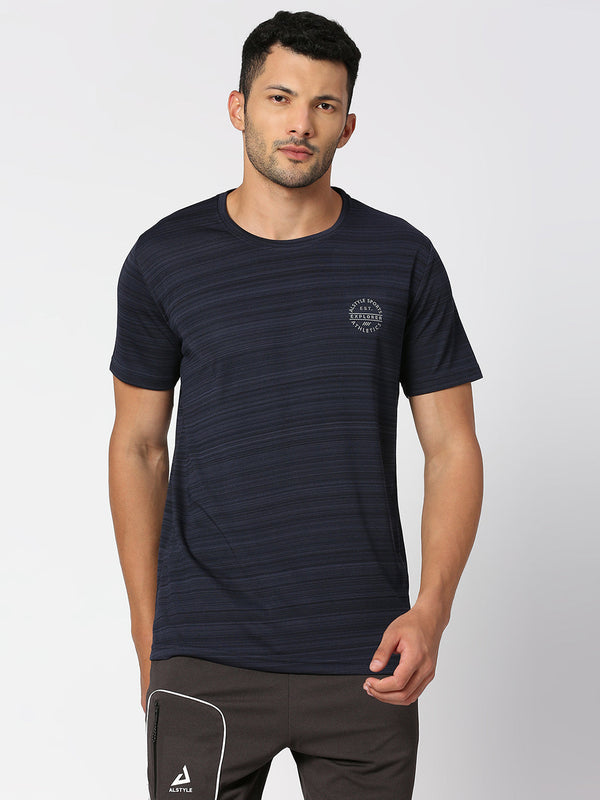 Alstyle Navy Colour Poly Lycra Round Neck T-Shirt for Mens