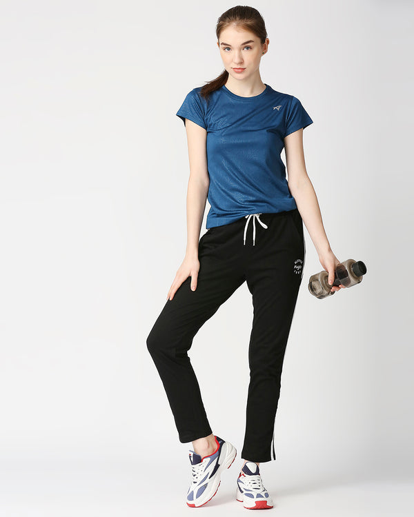 Relaxed Fit Cotton Black Color Track Pant