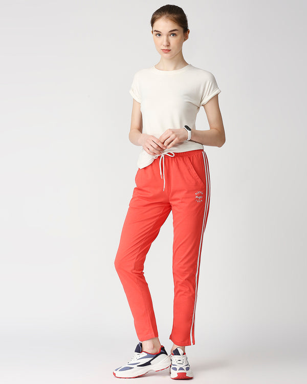 Relaxed Fit Cotton Carrot Orange Color Track Pant